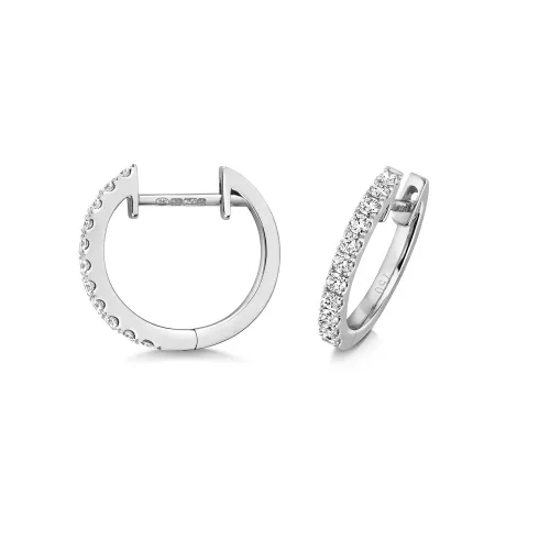 14Mm Hoop Earrings 0.21ct 18ct White Gold